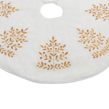 Metallic Leaf Christmas Tree Skirt 48"D
