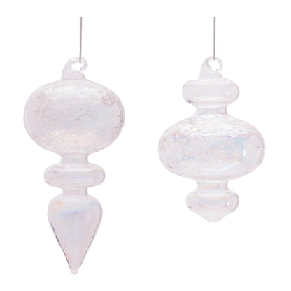 Iridescent Crackle Glass Finial Ornament (Set of 6)