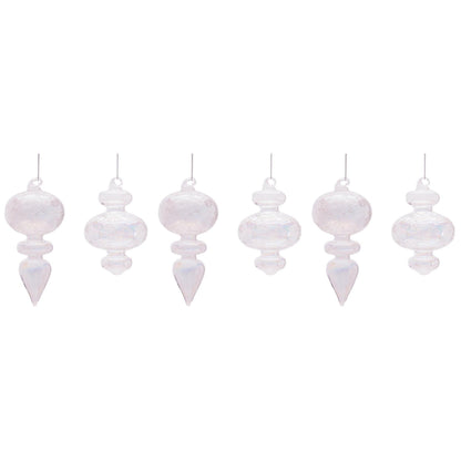 Iridescent Crackle Glass Finial Ornament (Set of 6)