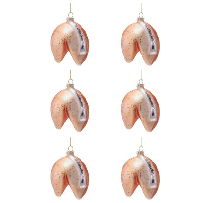 Glass Fortune Cookie Ornaments (Set of 6)
