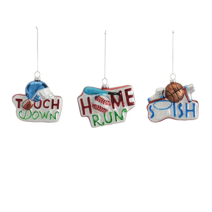 Glass Sports Ornaments (Set of 12)