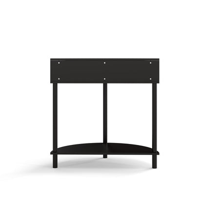 Half-Moon Console Table with Rattan Sliding Doors | Boho Semicircle Entryway Table with 2 Storage Cabinets & Bottom Shelf