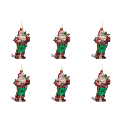 Glass Santa Lumberjack Ornaments (Set of 6)