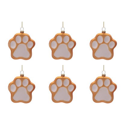 Glass Paw Print Ornaments (Set of 6)