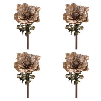 Metallic Anemone Flower Stem (Set of 4)