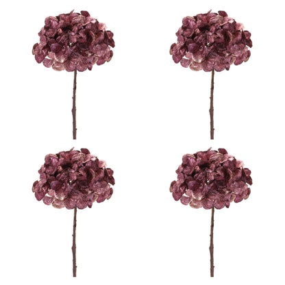 Metallic Hydrangea Flower Stem (Set of 4)