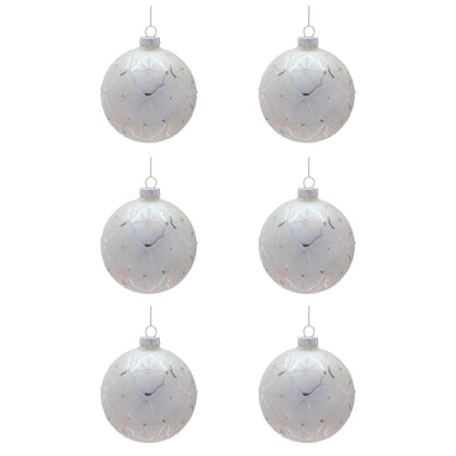 Glass Ball Ornaments with Snowflake (Set of 6)