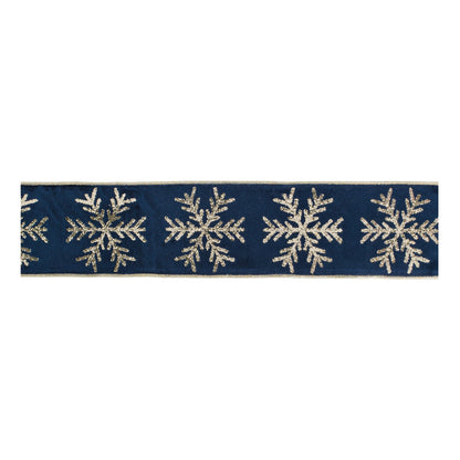 Snowflake Velvet Wired Ribbon 4" x 5 Yds.