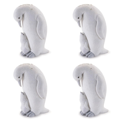Penguin and Chick Figurines in White Finish (Set of 4)