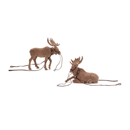 Felt Moose with Reigns (Set of 2)