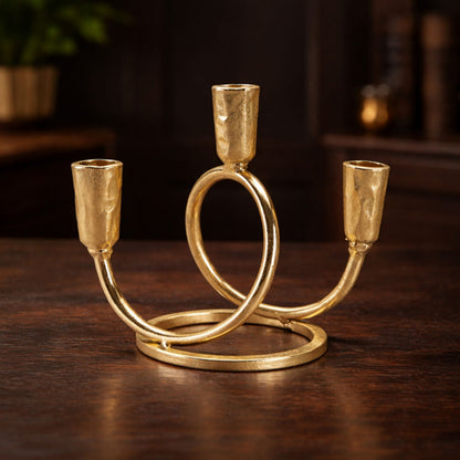 Modern Metal Tabletop Candelabra 7"H