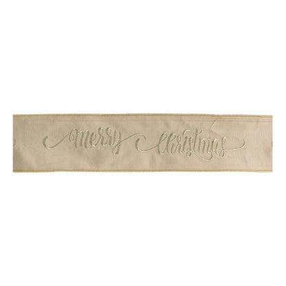 ÒMerry ChristmasÓ Script Wired Ribbon 4" x 5 Yds.