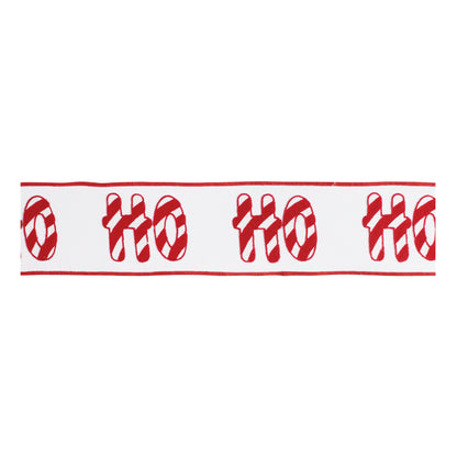 ÒHO HO HOÓ Candy Cane Wired Cotton Ribbon 4" x 5 Yds.