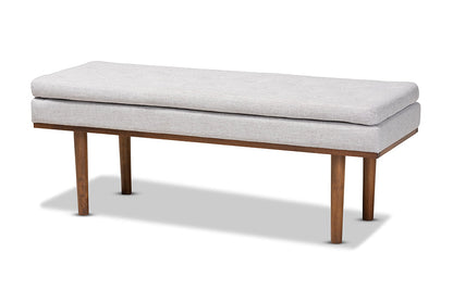 Baxton Studio Arne Mid-Century Modern Greyish Beige Fabric Upholstered Walnut Finished Bench