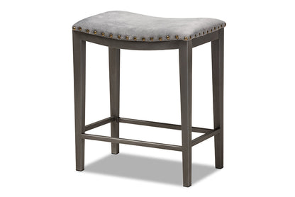 Baxton Studio Noll Modern and Contemporary Grey Fabric Upholstered 3-Piece Multipurpose Metal Counter Table Set