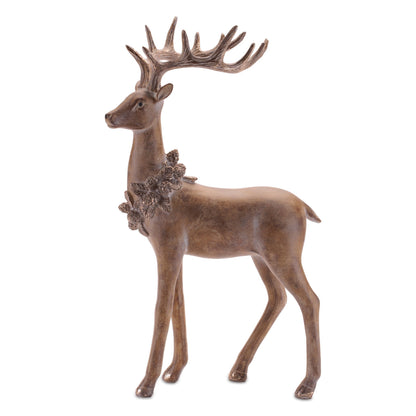 Deer with Pinecone Wreath Statue (Set of 4)