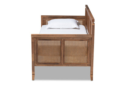 Baxton Studio Toveli Vintage French Inspired Ash Wanut Finished Wood and Synthetic Rattan Daybed
