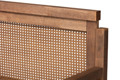 Baxton Studio Toveli Vintage French Inspired Ash Wanut Finished Wood and Synthetic Rattan Daybed