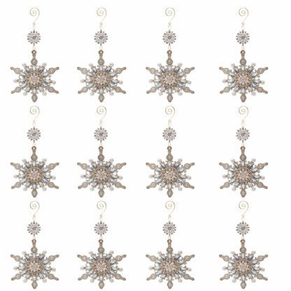 Pearl and Jewel Snowflake Ornaments (Set of 12)