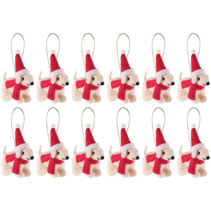 Dog with Santa Hat Ornaments (Set of 12)