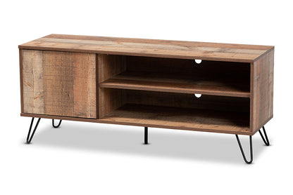 Baxton Studio Iver Modern and Contemporary Rustic Oak Finished 1-Door Wood TV Stand