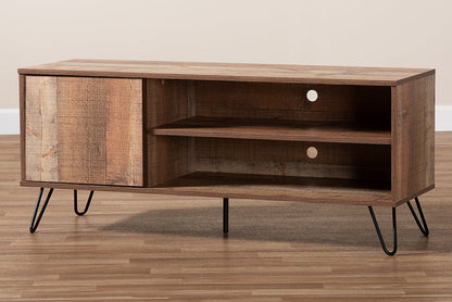 Baxton Studio Iver Modern and Contemporary Rustic Oak Finished 1-Door Wood TV Stand