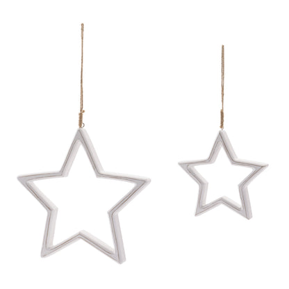 Carved Wooden Star Ornament (Set of 2)