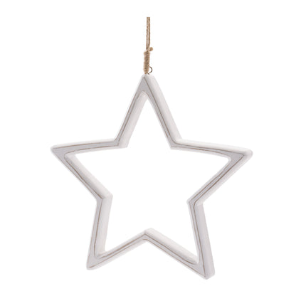 Carved Wooden Star Ornament (Set of 2)