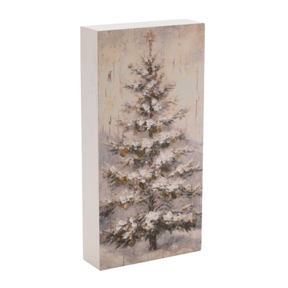 Rustic Christmas Tree Block Sign (Set of 2)