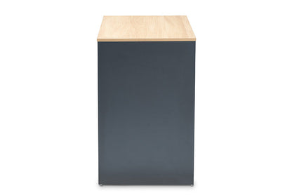 Baxton Studio Reed Mid-Century Modern 2-Drawer Multicolor Wood Computer Desk