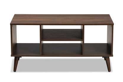 Baxton Studio Linas Mid-Century Modern Walnut Finished Coffee Table