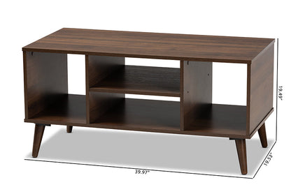 Baxton Studio Linas Mid-Century Modern Walnut Finished Coffee Table