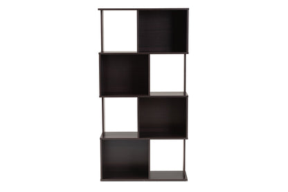 Baxton Studio Riva Modern and Contemporary Dark Brown Finished Geometric Wood Bookshelf