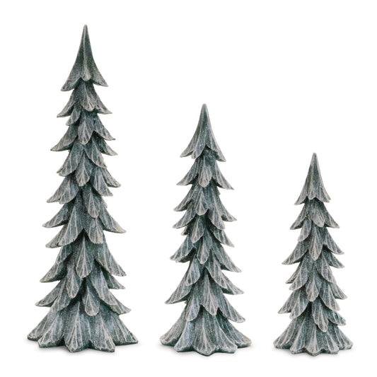 Glittered Pine Tree (Set of 3)