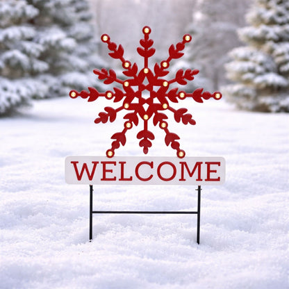 LED Snowflake Welcome Planter Stake