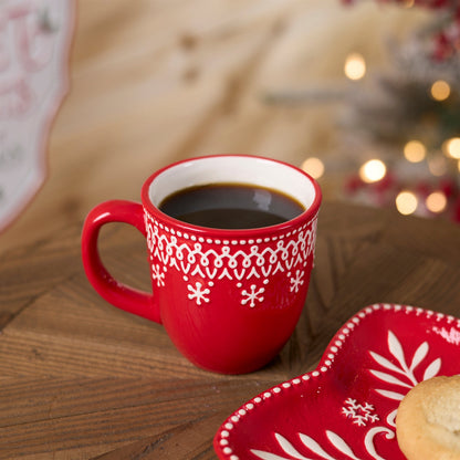 Embossed Ceramic Snowflake Mug (Set of 6)