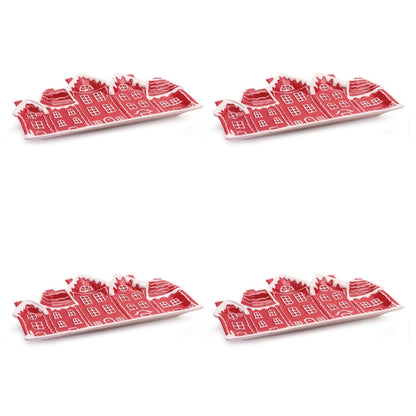 Ceramic Snowy Village Plate (Set of 4)