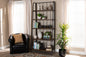 Baxton Studio Ceren Vintage Rustic Industrial Distressed Wood and Black Metal Finished 5-Tier Living Room Ladder Shelf