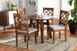 Baxton Studio Adara Modern and Contemporary Grey Fabric Upholstered and Walnut Brown Finished Wood 5-Piece Dining Set