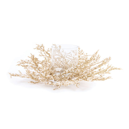 Icy Pine Candle Holder Centerpiece 16"D