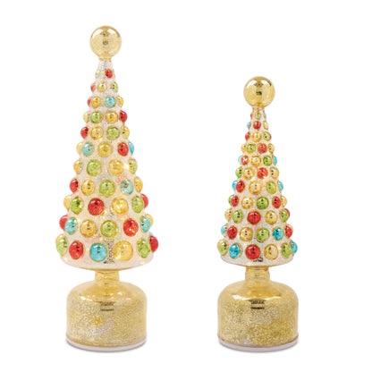 LED Mercury Glass Rotating Christmas Tree (Set of 2)