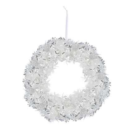 Silver Tinsel Christmas Wreath 18"D