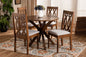 Baxton Studio Callie Modern and Contemporary Grey Fabric Upholstered and Walnut Brown Finished Wood 5-Piece Dining Set