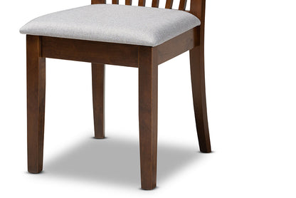 Baxton Studio Andi Modern and Contemporary Grey Fabric Upholstered and Walnut Brown Finished Wood 5-Piece Dining Set