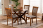 Baxton Studio Bailey Modern and Contemporary Grey Fabric Upholstered and Walnut Brown Finished Wood 5-Piece Dining Set