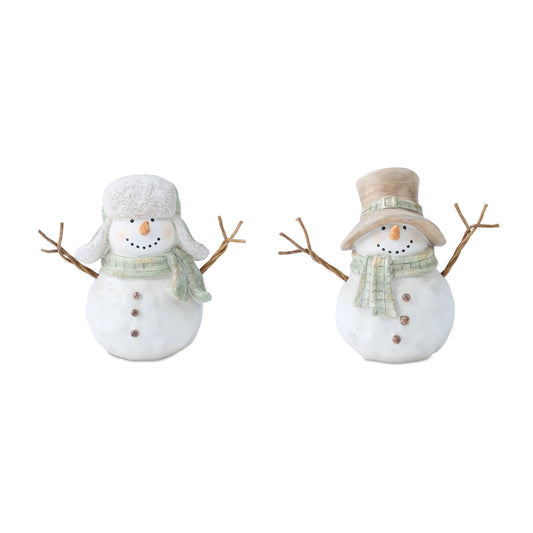 Glittered Snowman Figurine (Set of 2)