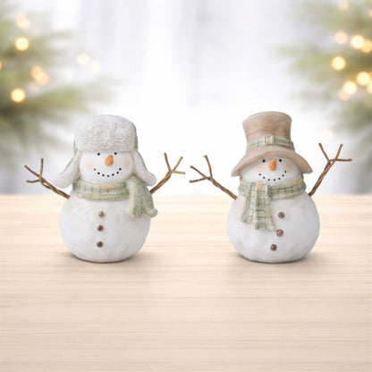 Glittered Snowman Figurine (Set of 2)