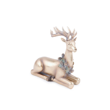 Metallic Deer with Wreath Figurine (Set of 2)