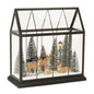 LED Greenhouse Scene with Deer and Pine Trees 13"H