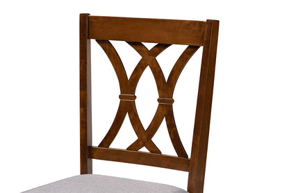 Baxton Studio April Modern and Contemporary Grey Fabric Upholstered and Walnut Brown Finished Wood 5-Piece Dining Set